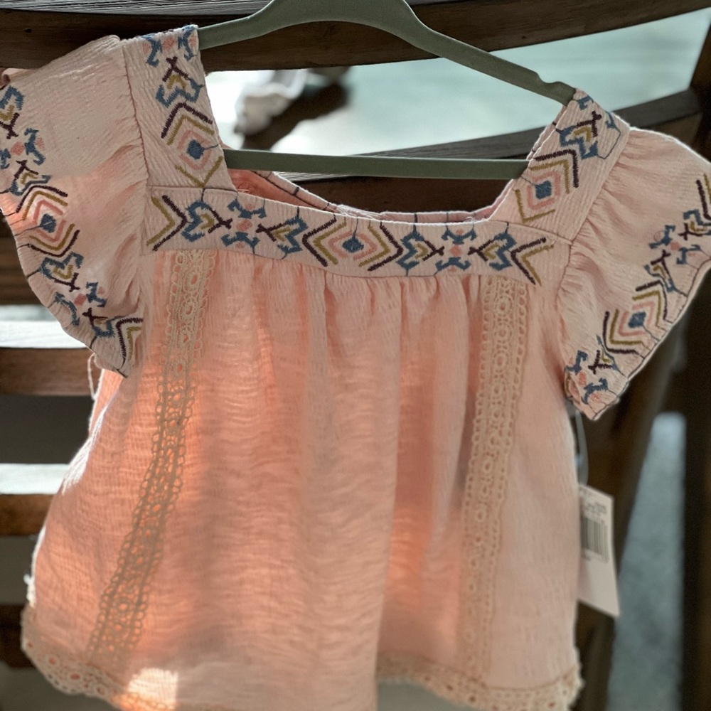 Jessica Simpson Pink Flutter Sleeve Top